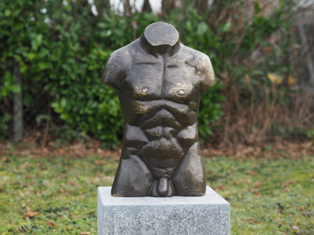 Figurine bronz - Statuie corp barbat torso, Bronz, 56 x 20 x 41 cm