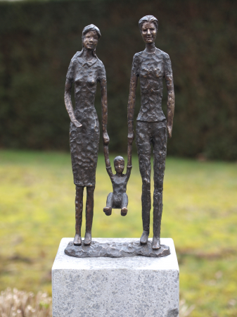 Figurine bronz - Statuie familie moderna, Bronz, 49 x 11 x 22 cm