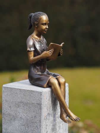 Figurine bronz - Statuie fata care gandeste, Bronz, 22 x 11 x 7 cm