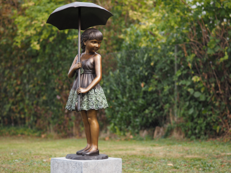 SALE % - Statuie fata cu umbrela, Bronz, 120 X 55 X 55 cm