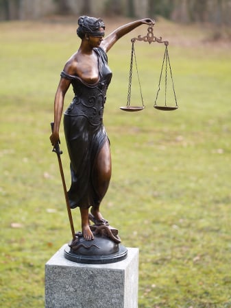 FIGURINE - Statuie femeie justice, Bronz, 89 X 28 X 56 cm