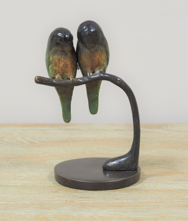 Figurine bronz - Statuie bronz, Păsări îndrăgostite 18 x 9 x 11 cm