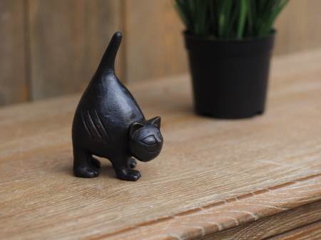 Figurine bronz - Statuie mica pisica, Bronz, 14 x 6 x 10 cm