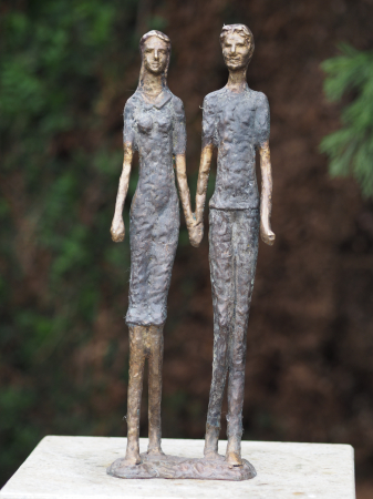 Figurine bronz - Statuie modern lovers, Bronz,  48 x 11 x 19 cm