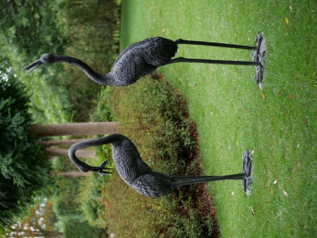 FIGURINE - Statuie pasare macara, Bronz, 1,52 m, 153 X 51 X 61 cm