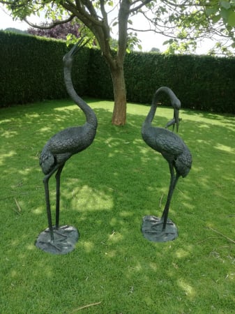 FIGURINE - Statuie pasare macara, Bronz, 1,83 m, 183 X 51 X 61 cm