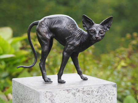 Figurine bronz - Statuie pisica sphinx, Bronz, 22 x 11 x 29 cm