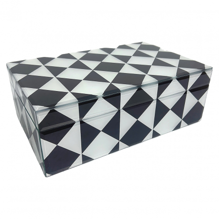 Cutii pentru bijuterii - Cutie pentru bijuterii/depozitare Silas mare (negru/alb), Dims: 10.0 x 28.0 x 18.0 cm