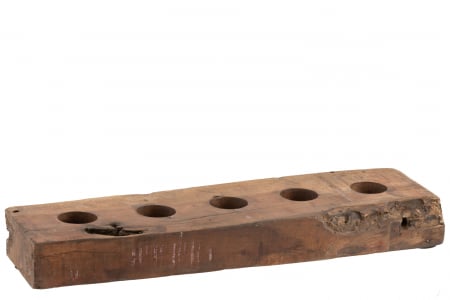 Suporturi lumanari - Suport 5 lumanari pastila , Lemn, Maro, 58x10x8 cm