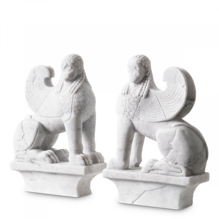 FIGURINE - Suport carte din marmură albă Sfinx, Dims: W. 20 | D. 9 | H. 29.5 | per item (CM)