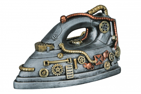 SALE % - Suport carte Steampunk Iron, Rasina, Argintiu/Auriu, 24x13x12 cm