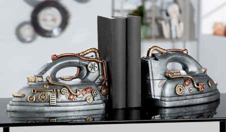 Suport carte Steampunk Iron, Rasina, Argintiu/Auriu, 24x13x12 cm [1]