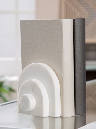 Suport cărți, Button, Marmură, crem, alb, PU 4, L. 5 cm, L. 12 cm, H. 11 cm [3]