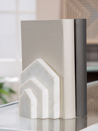 Suport cărți, Casă, Casa, Marmură, crem, alb, PU 4, L. 5 cm, L. 11 cm, H. 12 cm [3]