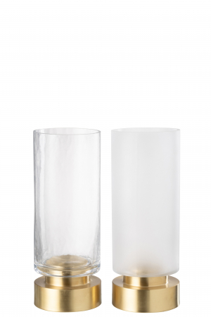 Suport de lumanare/Vază, Pia Sticlă/Cupru Transparent/Auriu, Sortiment M De 2, L 12| W 12| H 31 cm [1]