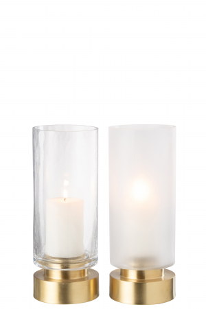 SALE % - Suport de lumanare/Vază, Pia Sticlă/Cupru Transparent/Auriu, Sortiment M De 2, L 12| W 12| H 31 cm