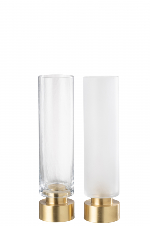 Suport de lumânare/Vază, Pia sticlă/cupru transparent/Auriu, Sortiment M de 2, L 9| W 9| H 36.5 cm [1]