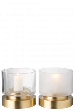 Suport de lumânare/Vază, Pia Sticlă/Cupru Transparent/Auriu, Sortiment S De 2, L 18| W 18| H 18 cm SALE % - Suport de lumânare/Vază, Pia Sticlă/Cupru Transparent/Auriu, Sortiment S De 2, L 18| W 18| H 18 cm