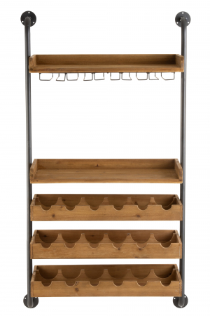 Raft de perete For Wine, Lemn/Metal, Natural, 68x27x124 cm [1]