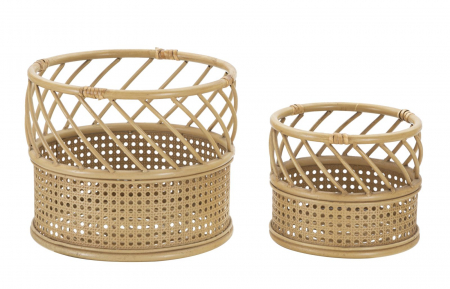SALE % - Set 2 suporturi ghiveci PANAMA, Maro, Fier/Plastic, 25/18x30/22x30/22 cm
