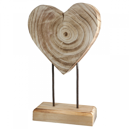 Dragobete - Suport în relief, Inimă, Lemn, culori naturale, PU 2, L. 9 cm, L. 28 cm, H 44 cm