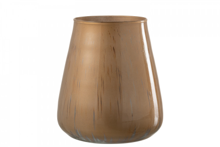 AUTUMN - Suport lumanare Antique, Sticla, Cognac, 15x15x17 cm