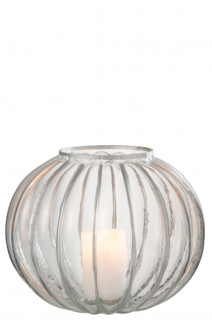 Suport lumanare Ball Stripe, Sticla, Argintiu/Transparent, 29.5x29.5x24 cm [1]