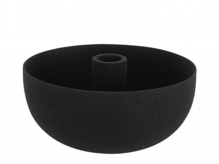SALE % - Suport lumanare Bowl, Metal/Fier, Negru, 15x15x8 cm
