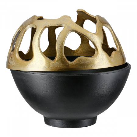 Suport lumanare, Branca, Aluminiu, negru, auriu, PU 1, H. 21 cm, D. 21 cm [2]