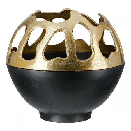Suport lumanare, Branca, Aluminiu, negru, auriu, PU 1, H. 25 cm, D. 25,8 cm [1]