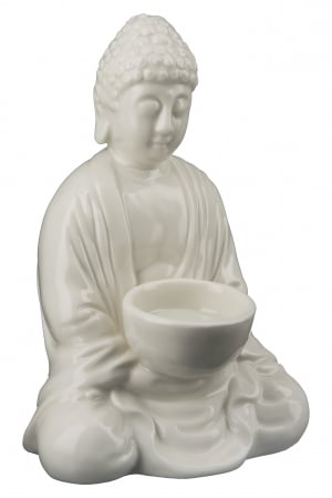 Suport lumanare Buddha, Portelan, Alb, 12x18x9.5x cm [3]