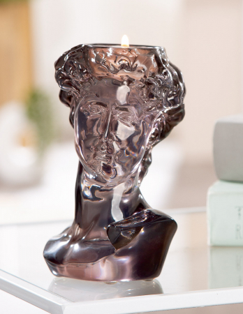 Suport lumanare, cap David, bărbat, Gris, Acrilic, gri, PU 2, L. 9 cm, L. 10 cm, H. 15 cm [6]