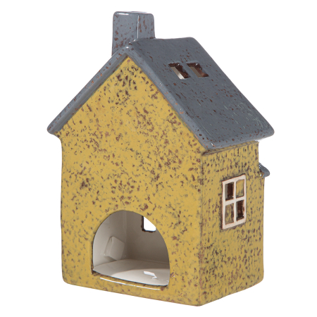 Suport lumanare, Casa, „Verdo”, Ceramica, maro, verde, PU 4, 2 asortate, L. 7,8 cm, L. 12,3 cm, H 17 cm [3]