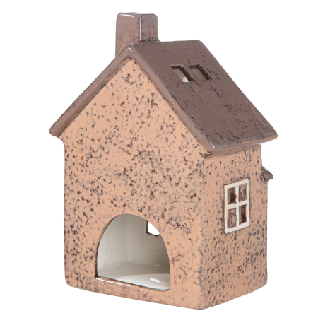 Suport lumanare, Casa, „Verdo”, Ceramica, maro, verde, PU 4, 2 asortate, L. 7,8 cm, L. 12,3 cm, H 17 cm [1]