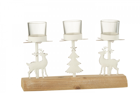 IN STOC - Suport lumanare Christmas, Metal/Fier, Alb, 27.5x14x8 cm