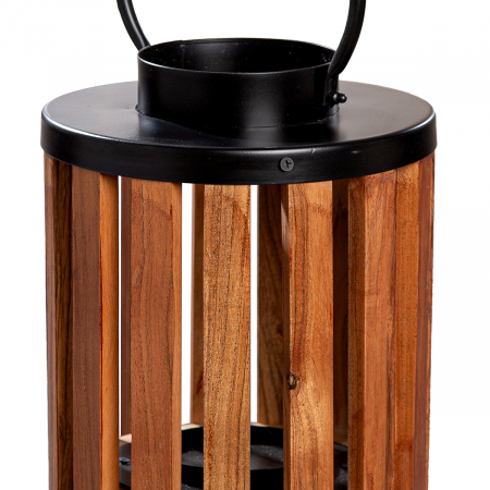 Suport lumanare, cilindric, Ambia, Lemn, negru, maro, PU 1, H. 55 cm, D. 24 cm [1]