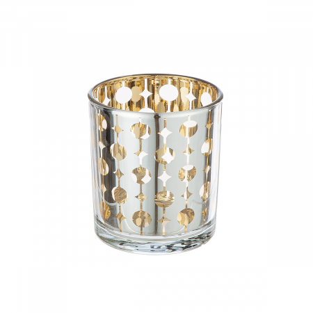 Suport lumanare, cilindric, Circle, grafic, Sticlă, argintiu, PU 18, 2 buc. asortate, H. 8 cm, D. 7 cm [2]