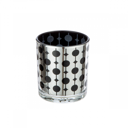 Suport lumanare, cilindric, Circle, grafic, Sticlă, argintiu, PU 18, 2 buc. asortate, H. 8 cm, D. 7 cm [1]
