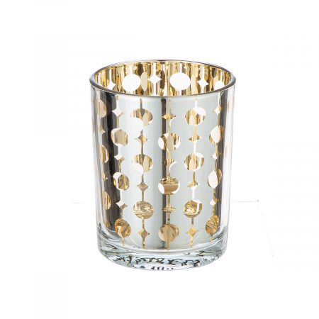 Suport lumanare, cilindric, Circle, grafic, Sticlă, argintiu, PU 8, 2 buc. asortate, H. 12,5 cm, D. 10 cm [2]