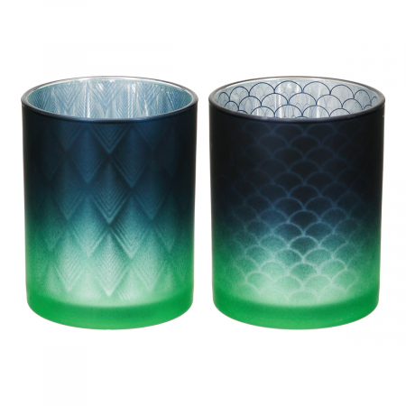 Suport lumanare, cilindric, Panasonic, Sticlă, albastru, verde, argintiu, PU 8, 2 buc. asortate, H. 12,5 cm, D. 10 cm SALE % - Suport lumanare, cilindric, Panasonic, Sticlă, albastru, verde, argintiu, PU 8, 2 buc. asortate, H. 12,5 cm, D. 10 cm