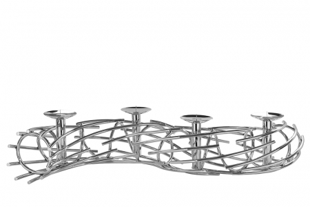 Suport lumanare COROANA, metal placat cu nichel, 14 x 86 x 14 cm [2]