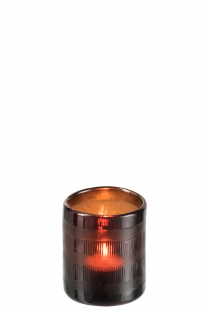 Suport lumanare Cylinder, Sticla, Maro, 8x8x9 cm [1]