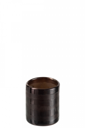 Suporturi lumanari - Suport lumanare Cylinder, Sticla, Maro, 8x8x9 cm