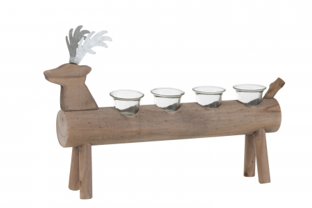 Suport lumanare Deer 4, Lemn, Maro, 47x9x27.5 cm Suporturi lumanari - Suport lumanare Deer 4, Lemn, Maro, 47x9x27.5 cm