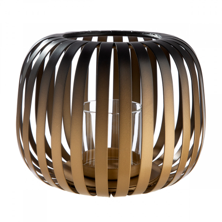 DECORATIUNI - Suport lumanare, Dogma, Sticlă, Metal, auriu, PU 2, H. 13 cm, D. 16 cm