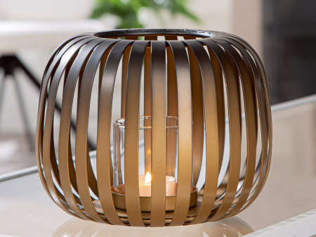 Suport lumanare, Dogma, Sticlă, Metal, auriu, PU 2, H. 13 cm, D. 16 cm [3]