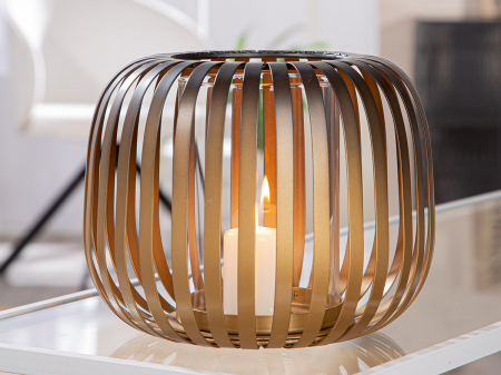 Suport lumanare, Dogma, Sticlă, Metal, auriu, PU 2, H. 17 cm, D. 21 cm [3]