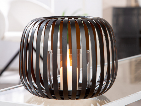 Suport lumanare, Dogma, Sticlă, Metal, negru, PU 2, H. 17 cm, D. 21 cm [4]