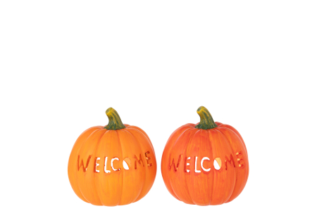 Suport lumanare Dovleac Halloween Welcome, portocaliu Ass 2 [1]