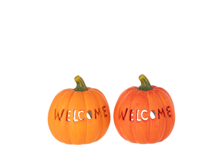 Suport lumanare Dovleac Halloween Welcome, portocaliu Ass 2 [4]